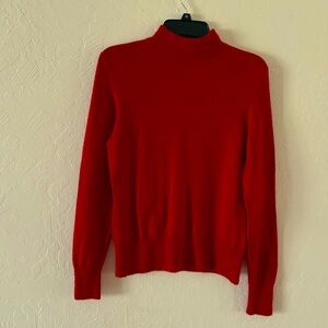 🖤  Prive' 100% Cashmere Red Mock Neck Long Sleeve Sweater Size Medium Soft Warm